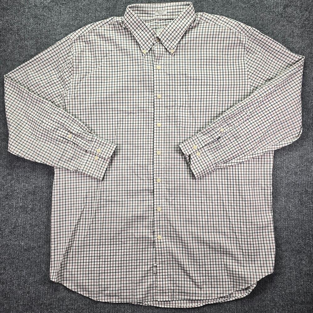 Peter Millar Shirt Mens XXL 2XL White Brown Black Check Nanoluxe Easycare Office